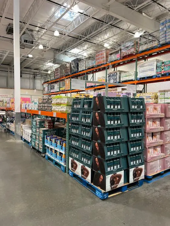 Various types of product stock piles in a warehouse