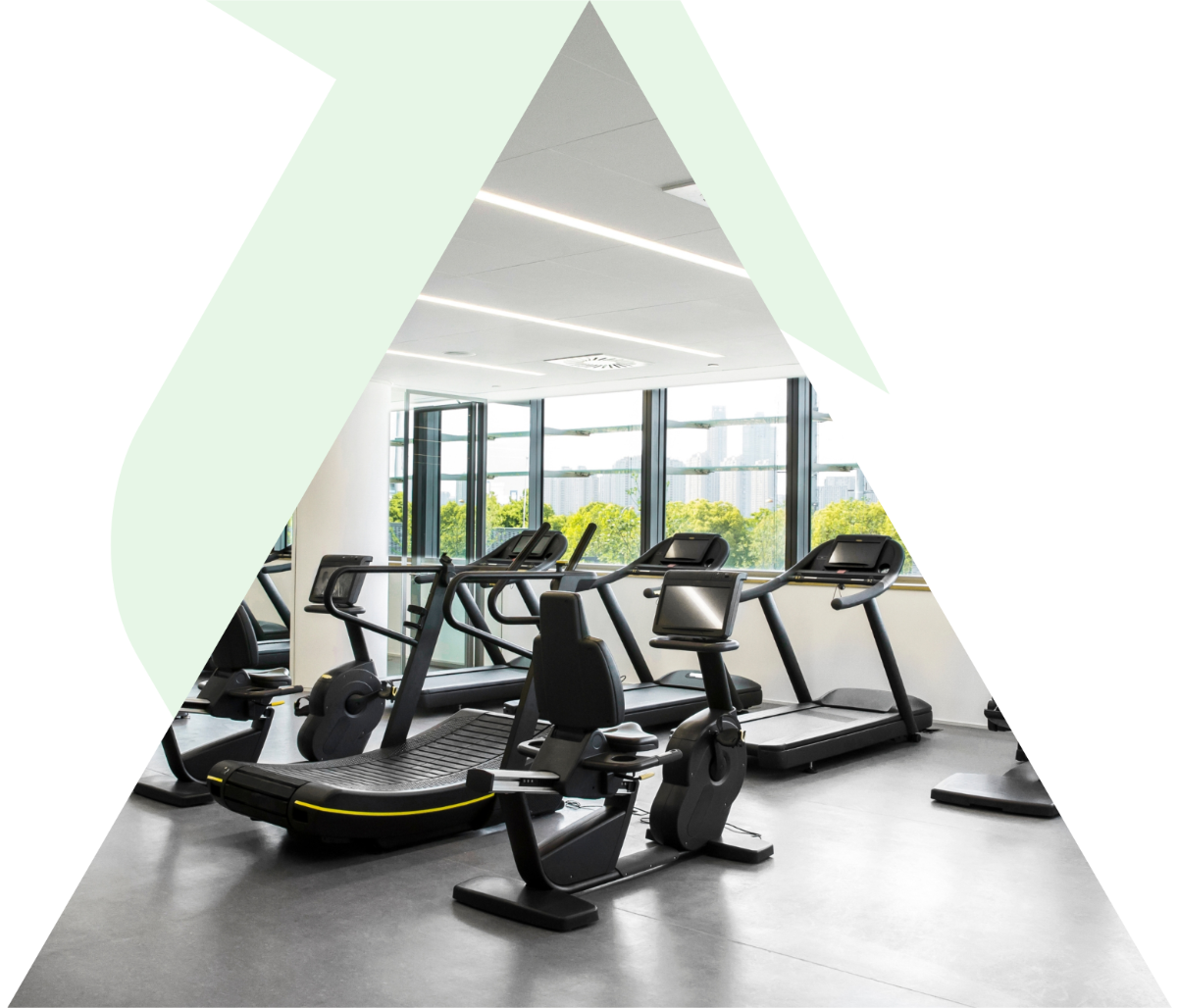 treadmills and equipment in a gym
