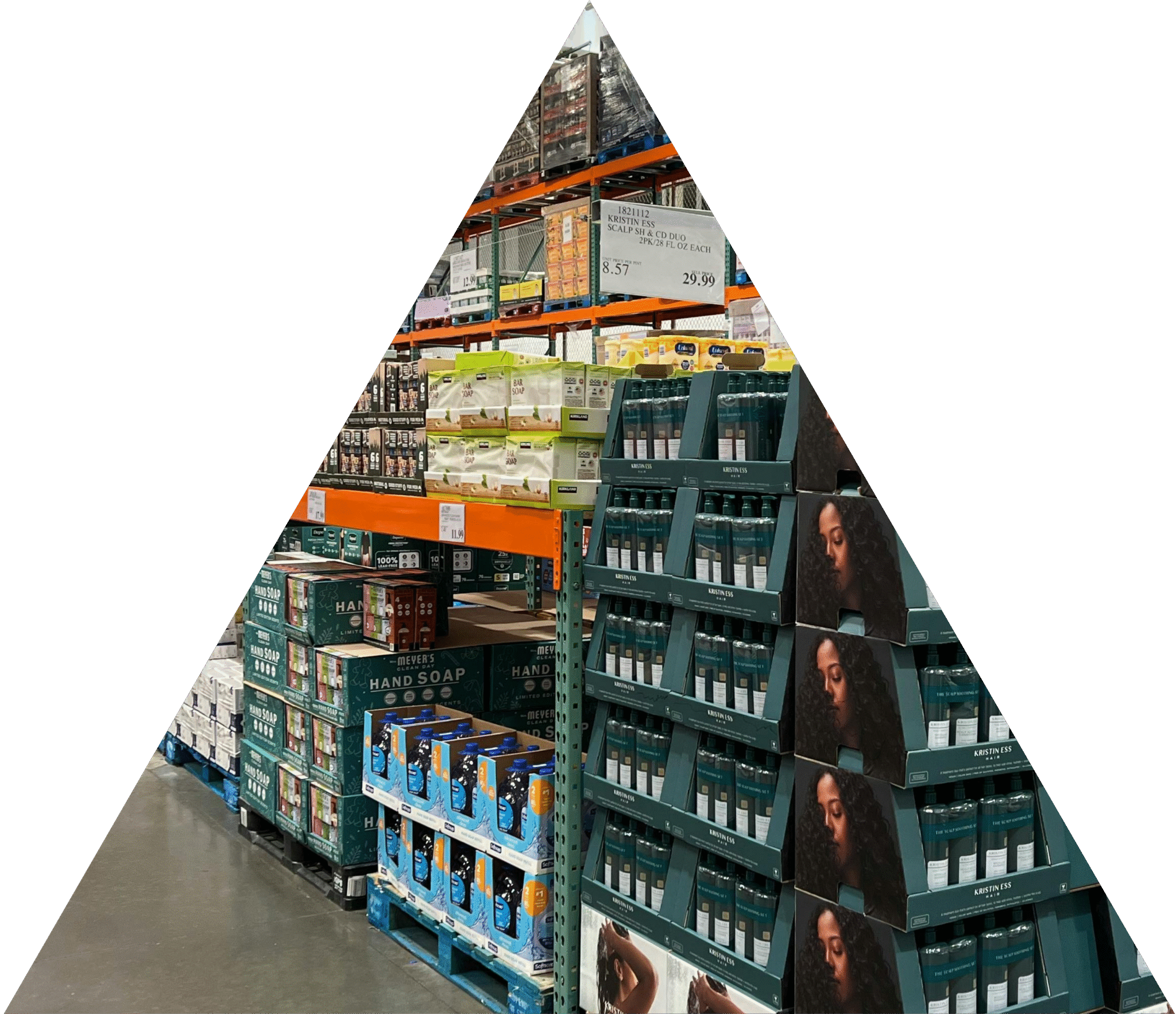 Various types of product stock piles in a warehouse