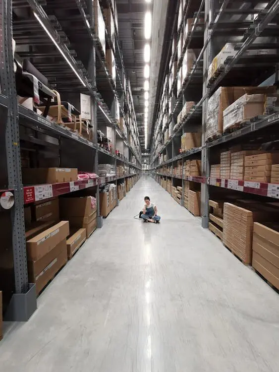 Excess stock on shelving in a warehouse