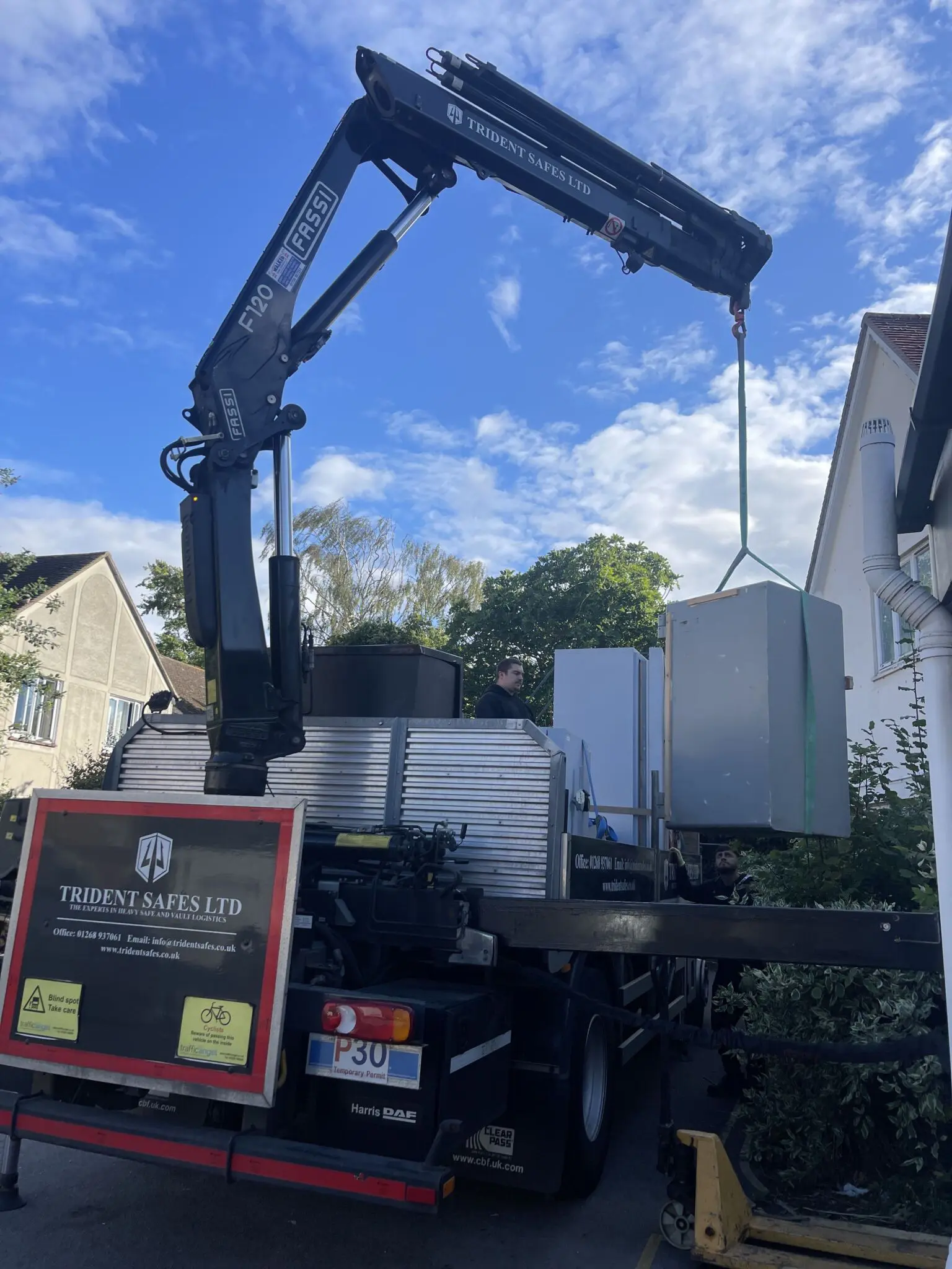 Crane used to transport Council Office Safe