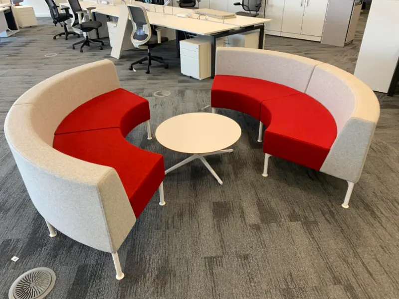 White and Red Round Sofa in Office