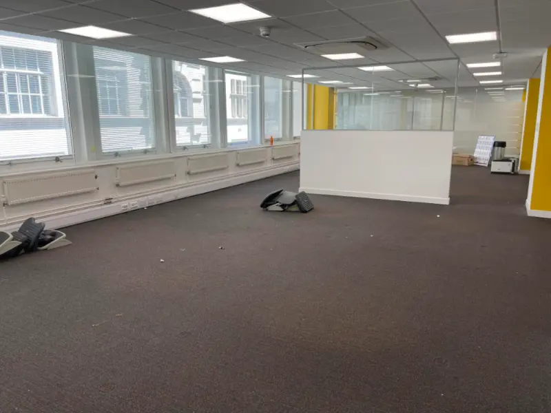 Office space cleared and waiting to be cleaned