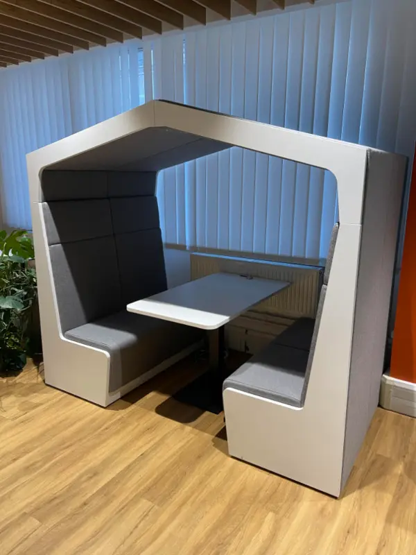 Office sofa booth with table and roof